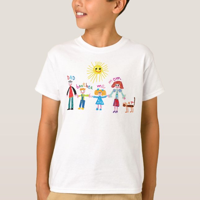 hand draw crayons sketch  Family T-shirt (Front)
