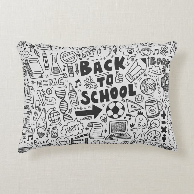hand draw doodle school element accent pillow (Front)