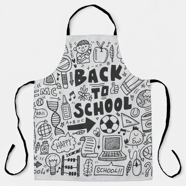 hand draw doodle school element apron (Front)