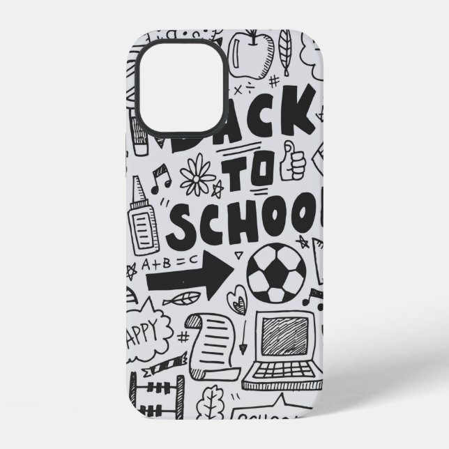 hand draw doodle school element iPhone case (Back)