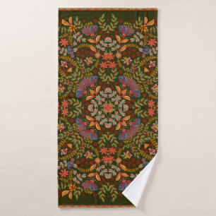 Hand draw fantasy floral pattern. Vintage template Bath Towel