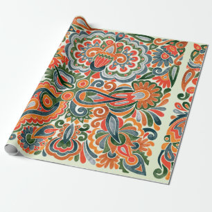 hand draw marker flower ethnic design. Ukrainian t Wrapping Paper