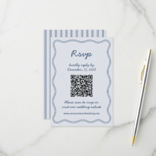 Hand Draw Retro Blue Handwritting RSVP Card