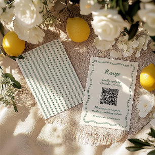 Hand Draw Retro Green Handwritting RSVP Card