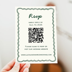 Hand Draw Retro Green Handwritting RSVP Card