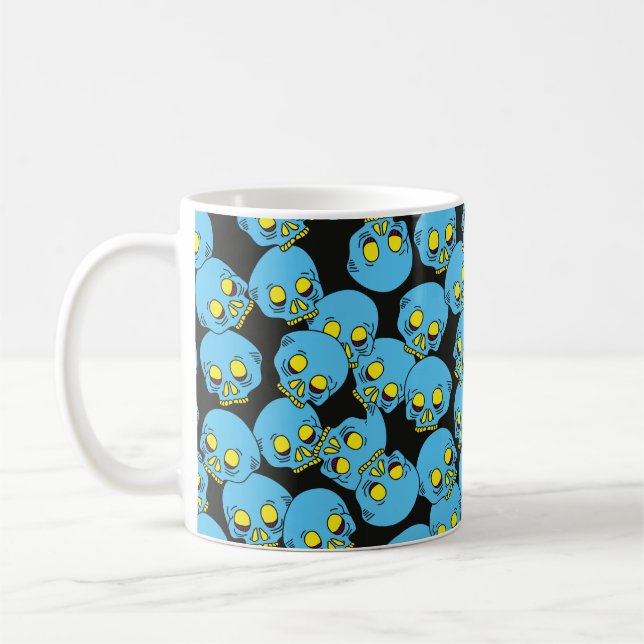 Hand draw skull pattern. Seamless skull pattern re Coffee Mug (Left)