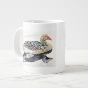 Hand Draw Watercolor Bird, Duck Large Coffee Mug