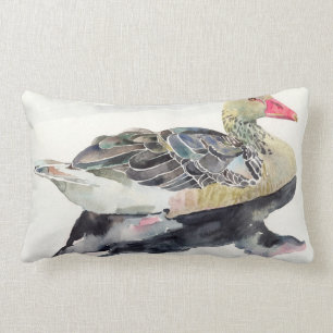 Hand Draw Watercolor Bird, Duck Lumbar Pillow