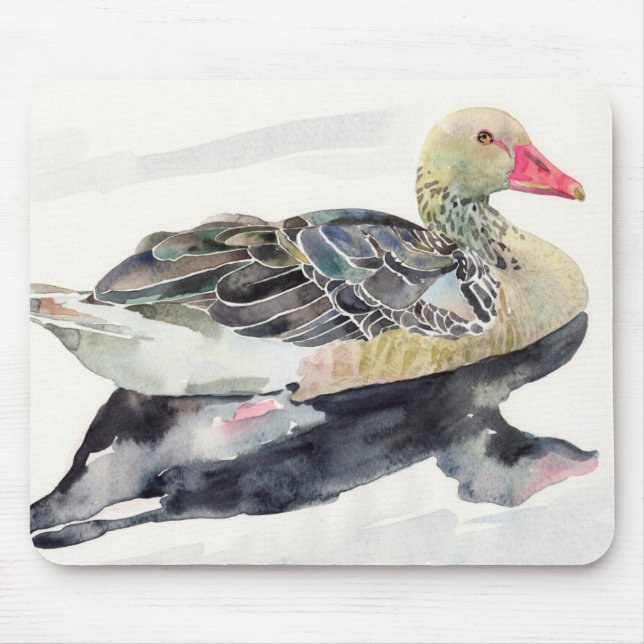 Hand Draw Watercolor Bird, Duck Mouse Pad (Front)