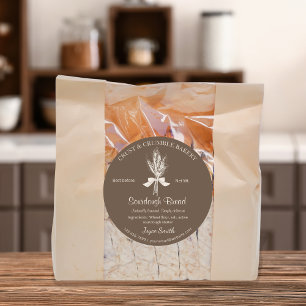 Hand Draw Wheat Sourdough Bread baking ingredients Classic Round Sticker