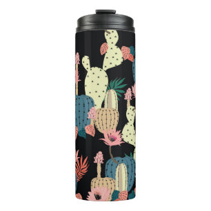 Hand drawing Cactus Plant and flowers Seamless Pat Thermal Tumbler