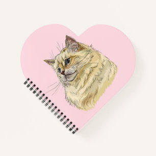 Hand drawing funny fluffy Ragdoll cat Notebook