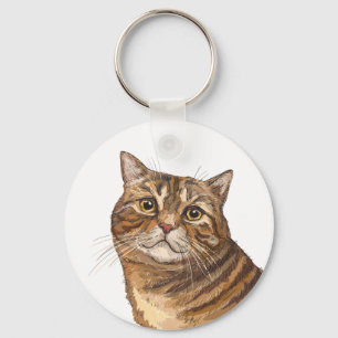 Hand drawing funny Tabby cat Tote Bag Keychain