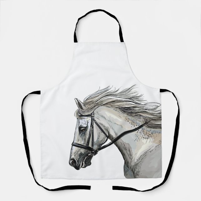 Hand drawing horse with a bridle apron (Front)