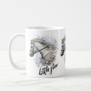 Hand drawing horse with plants coffee mug