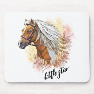 Hand drawing horse with plants mouse pad