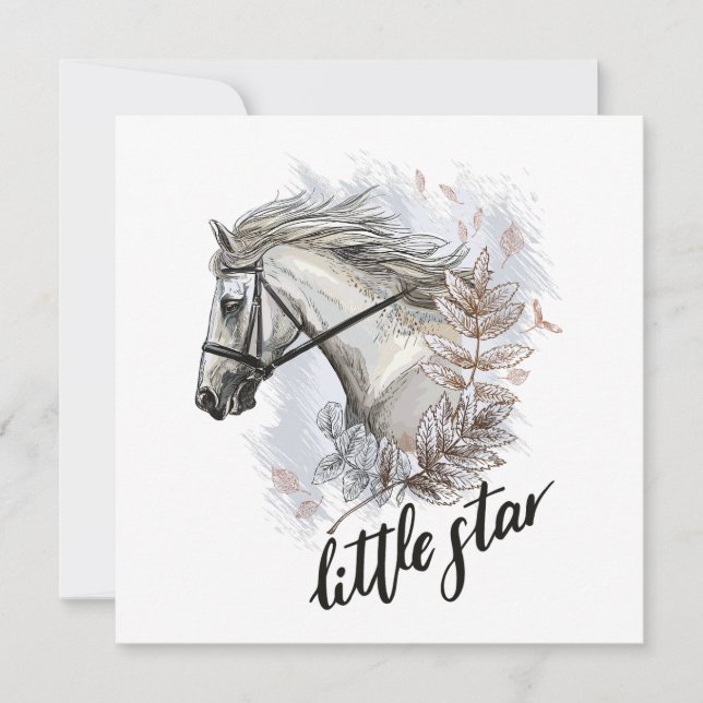 Hand drawing horse with plants throw pillow (Front)