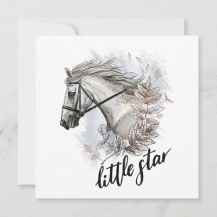 Hand drawing horse with plants throw pillow