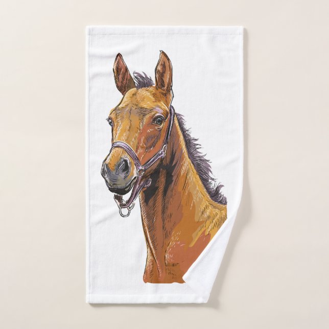 Hand drawing little cute foal hand towel (Hand Towel)