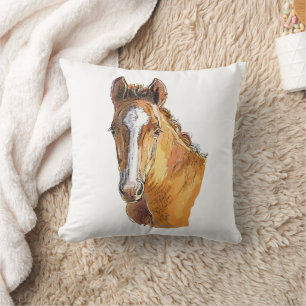 Hand drawing little cute foal throw pillow