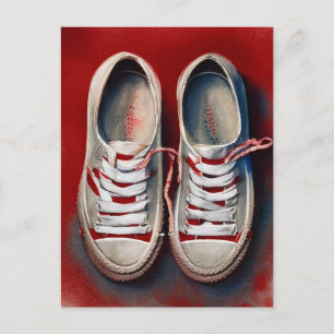 Hand Drawing Of Funny Shoes Postcard