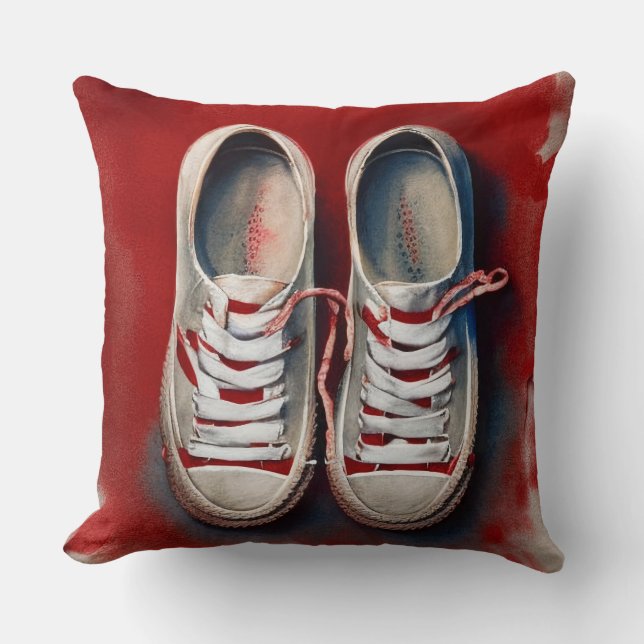 Hand Drawing Of Funny Shoes Throw Pillow (Front)
