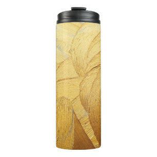 Hand drawing paint gold brush stroke  thermal tumbler
