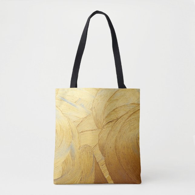 Hand drawing paint gold brush stroke  tote bag (Front)