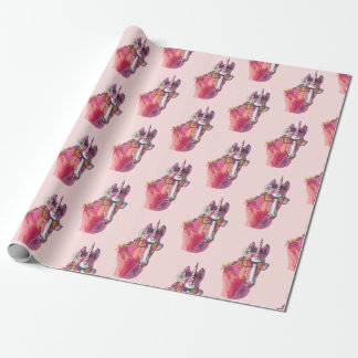 Hand drawing pink Unicorn Wrapping Paper