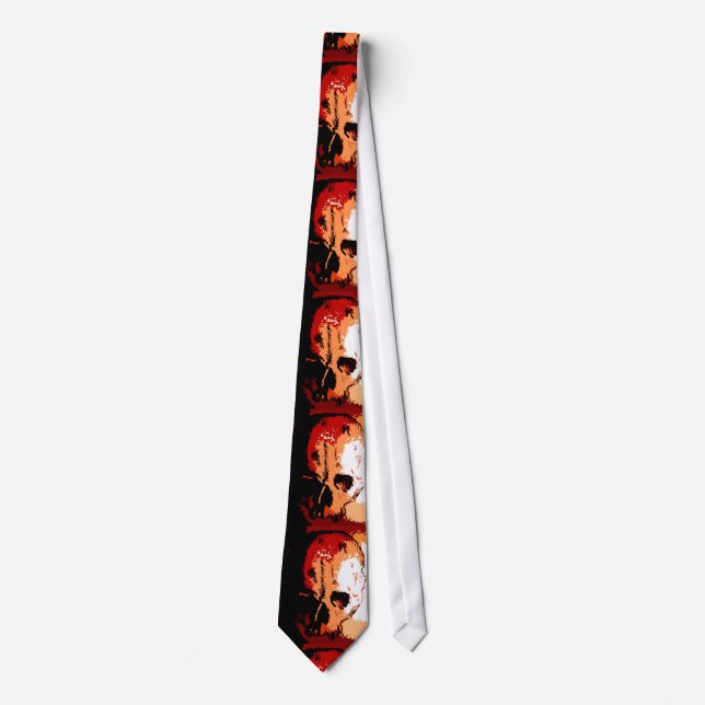 Hand Drawing Skull Neck Tie (Front)