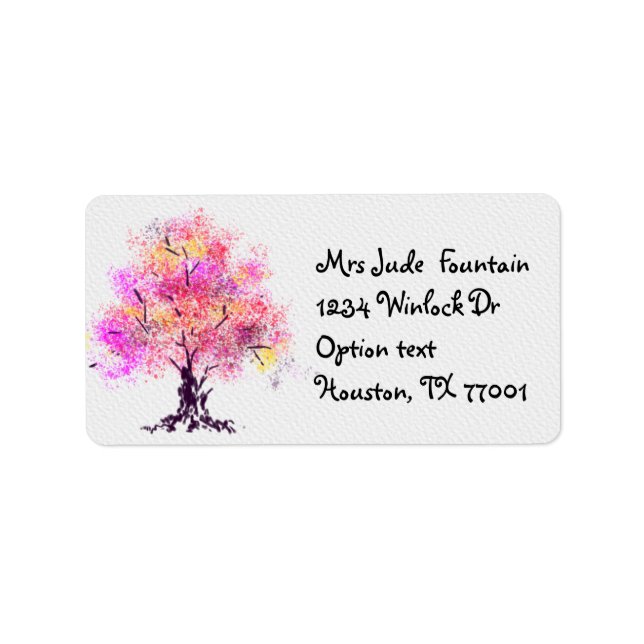 Hand drawing watercolor style abstract tree label (Front)