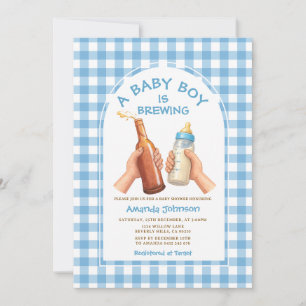 Hand Drawn A baby Boy is brewing coed baby shower Invitation
