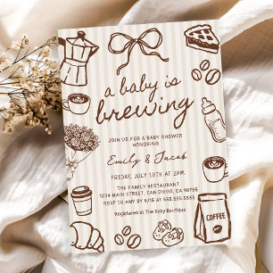 Hand Drawn A Baby is Brewing Coffee Baby Shower Invitation