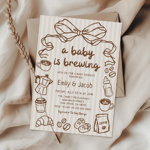 Hand Drawn A Baby is Brewing Coffee Baby Shower Invitation