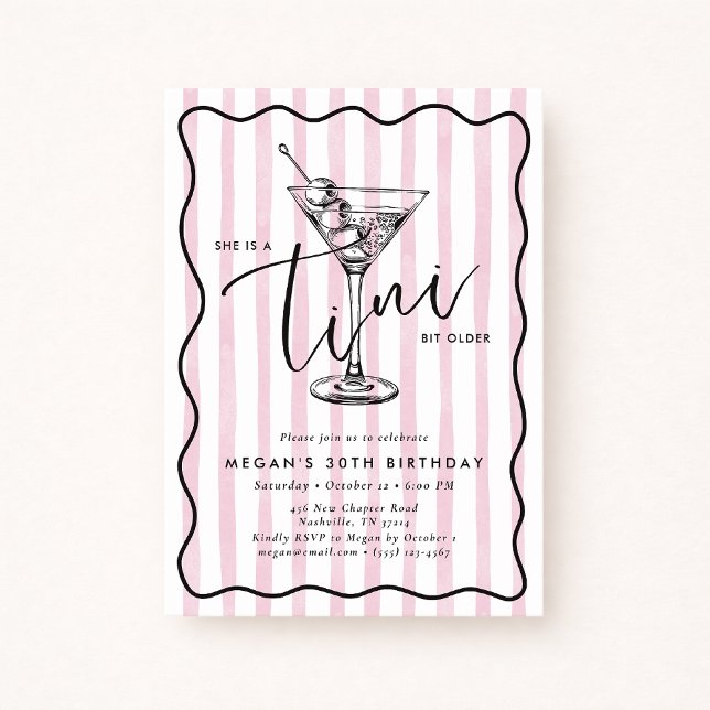 Hand Drawn A Tini Bit Older 30’s Birthday Party  Invitation (Creator Uploaded)