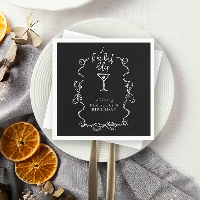 Hand Drawn A Tiny Bit Older Black Birthday Party  Napkin (Creator Uploaded)