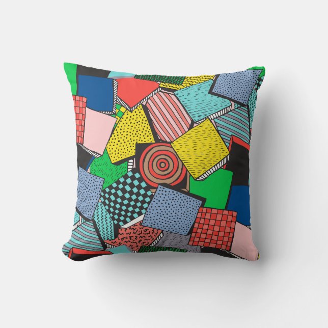 Hand Drawn Abstract Blocks Texture Throw Pillow (Front)