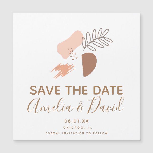 Hand  Drawn Abstract Botanical Save the Date Photo (Front)
