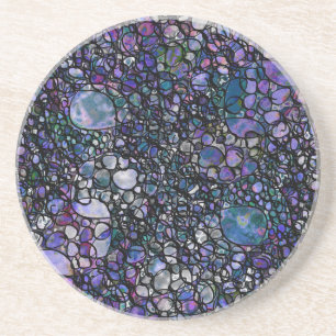 Hand-Drawn Abstract Circles, Blue, Purple, Black Coaster