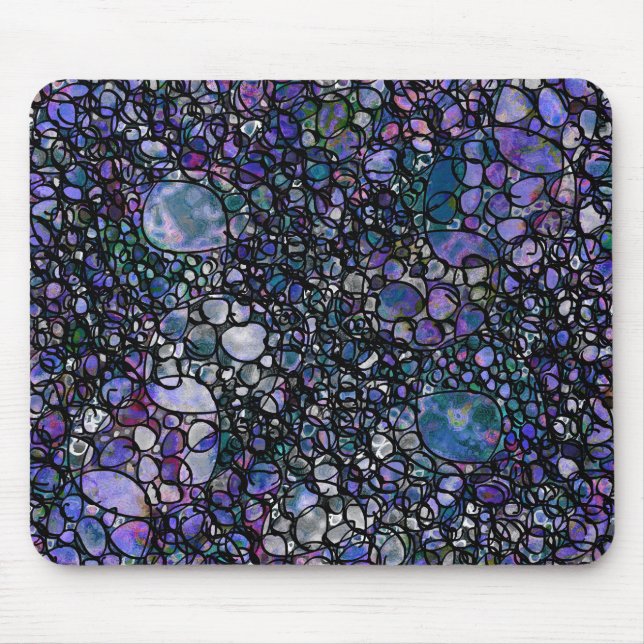 Hand-Drawn Abstract Circles, Blue, Purple, Black Mouse Pad (Front)