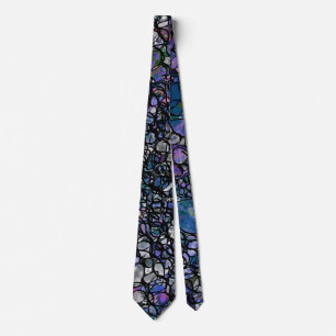 Hand-Drawn Abstract Circles, Blue, Purple, Black Tie