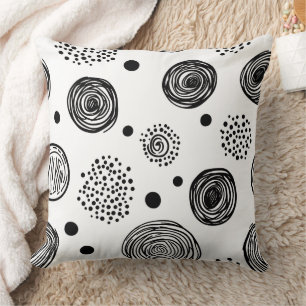 Hand-Drawn Abstract Doodle - Black and White (2) Throw Pillow