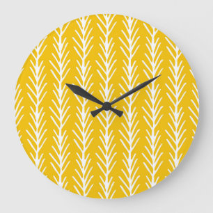 Hand Drawn Abstract Floral Pattern Large Clock