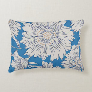 Hand drawn abstract garden flowers. Contour drawin Accent Pillow