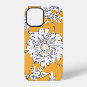 Hand drawn abstract garden flowers. Contour drawin iPhone 12 Case