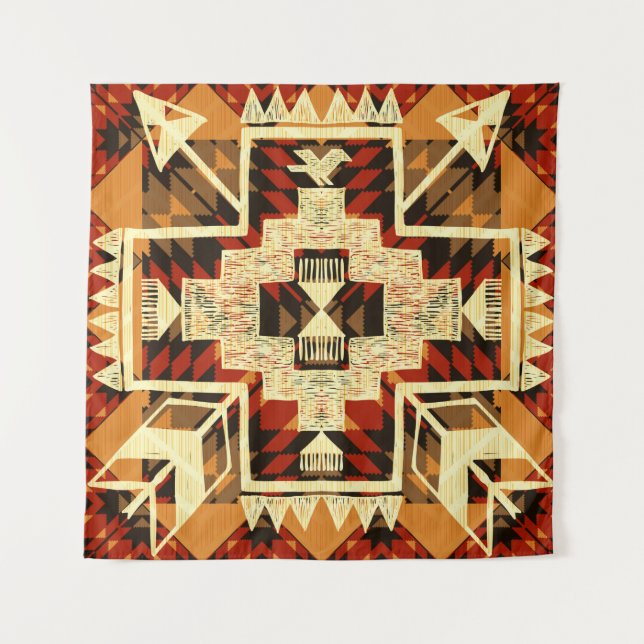 Hand drawn abstract illustration native American s Tapestry (Front)