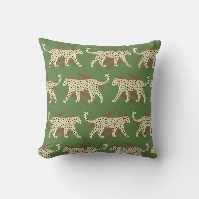 Hand Drawn Abstract Leopard Cheetah with Animal Sk Throw Pillow (Front)