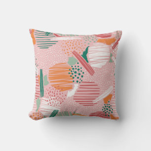 Hand drawn abstract line and paint seamless patter throw pillow