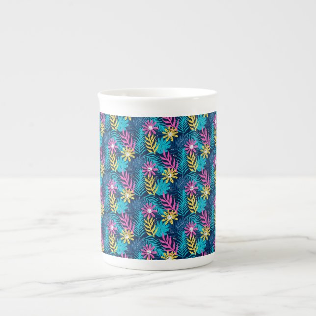 Hand Drawn Abstract Pattern With Plants-86761 Bone China Mug (Front)
