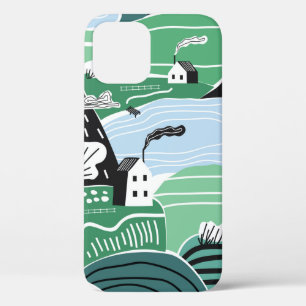 Hand drawn abstract scandinavian graphic illustrat iPhone 12 case